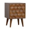 Cube Carved Bedside Table Nightstand - Chestnut - Image 3