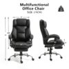 Reclining Office Chair With Massage, Ergonomic Computer Chair With Foot Rest - Black - Image 6