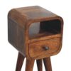 Extra Mini Curve Open Slot Bedside Table - Chestnut - Image 7