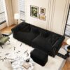 3 In 1 Pull Out Sofa Bed, Convertible Sleeper Sofa Bed, King Size Sofa Bed, Chaise Lounge, Velvet T3 Seater Sofa With Movable Ottoman, Tufted Design - Black - Image 5