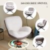 360° Swivel Office Chair, Modern Chenille Chair With And Metal Base Frame, No Wheels, Accent Chair - White - Image 8