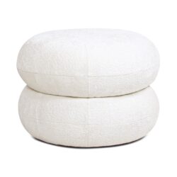 Nest - Low Round Upholstered Ottoman - Almond White