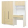 3 Door Storage Desk Wardrobe For Bedroom With Shelves And 3 Drawers - Natural - Image 3