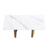 70.87" Modern Artificial Stone Straight Edge Golden Metal Leg Dining Table, Can Accommodate 6-8 People - White / Gold - Image 4