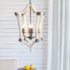 4 Light Chandelier, Hanging Light Fixture With Adjustable Chain For Kitchen, Bulb Not Included - Cream - Image 5