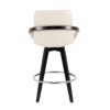 Cosmo - Contemporary Fixed Height Counter Stool With Swivel And Round Footrest (Set of 2) - Black / Cream - Image 5