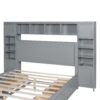 Queen Size Bed With All In One Cabinet, Shelf And Sockets - Gray - Image 9