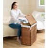 Laundry Hamper With Lid PE Rattan Powder Coating Frame Clothes Hampers With 2 Removable Bags, 100L - Brown - Image 43