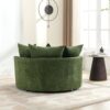 360° Swivel Accent Barrel Chair With Storage Ottoman & 4 Pillows, Modern Chenille Leisure Chair Round Accent For Living Room - Green - Image 10