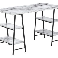 Computer Desk For Home Office, Laptop, Storage Shelves, Contemporary Versatile Placement - White