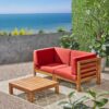 Oana - 3 Piece Love Seat Set With Coffee Table - Red - Image 2