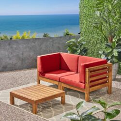 Oana - 3 Piece Love Seat Set With Coffee Table - Red