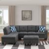 Alger - 98" Wide Left Hand Facing Sofa & Chaise With Ottoman - Dark Gray - Image 2