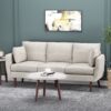 Diaphanous - Upholstered 3 Seater Sofa With 2 Accent Pillows And Wood Legs - Beige - Image 2
