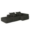 Modern Oversized Modular Sectional Sofa With Ottoman, Seat, Chaise Lounge And Armrest, Sparkling Chenille Fabric Soft Cushion Sofa With 4 Pillows, 4 Pieces Diy Combination Tufted Sofa, No Assembly Required - Black - Image 20