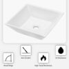 16" 6" Modern European Square Vessel Sink Glossy Porcelain Bathroom Vanity Top Above Counter Ceramic Basin - White - Image 6