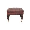 Buffalo - Brown Leather Ottoman With Castor Legs - Walnut - Image 3