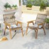 Acacia Wood Cape Woven Wicker Large Lounge Chair With Pillow For Patio, Deck, Yard, Lawn And Garden Seating Wicker (Set of 2) - Teak - Image 4