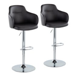 Boyne - Contemporary Adjustable Barstool With Swivel With Oval Footrest (Set of 2) - Chrome / Black