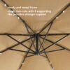 Outdoor Cantilever Patio Umbrella With 32 LED Lights 10 Ft Hanging Design Easy Open Adjustment Metal Frame - Taupe - Image 5