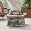 Outdoor Wood Bruning Magnesium Oxide Fire Pit With Lid - Stone Gray - Image 2