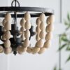 4 Light Wood Chandelier, Hanging Light Fixture With Adjustable Chain For Kitchen, Bulb Not Included - Cream - Image 5