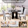 5 Piece Round Dining Table Set, Modern Dining Table And 4 Upholstered Chairs For Dining Room, Kitchen Room, Living Room - Beige / Black - Image 7