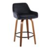 Daniella - Contemporary Fixed Height Counter Stool With Swivel With Round Footrest (Set of 2) - Walnut / Black - Image 2