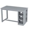 Solid Wood Farmhouse Counter Height Dining Table Set With 3 Tier Storage Shelves, Upholstered Dining Chairs For 4, 5 Piece - Gray - Image 11