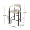 Counter Height Upholstered Bar Stools With Backs And Iron Legs For Kitchen Island (Set of 2) - Beige - Image 3