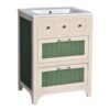 Bathroom Vanity With Ceramic Sink, Bathroom Vanity Cabinet With 2 Drawers, Wooden Bathroom Sink Cabinet - Beige / Green - Image 11