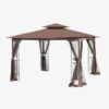 10 X 10 Ft Patio Gazebo Tent With Ventilated Double Roof And Mosquito Net - Brown - Image 15