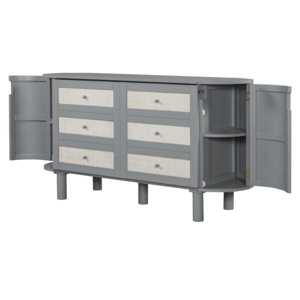 Full Murphy Bed With Hidden Storage & Modern Woven Design - Gray