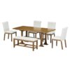 Topmax - 6 Piece Farmhouse Extendable Dining Table Set Trestle Kitchen Table Set With Removable Leaf And Upholstered Dining Chair And Bench For Dining Room - Dark Brown - Image 9