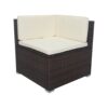 11 Piece Patio Wicker Conversation Set, 10 Seater Patio Sectional Set With 3 Storage Box Under Seat - Brown / White - Image 6