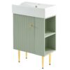 Bathroom Vanity, Combo Cabinet, Bathroom Storage Cabinet, Single Ceramic Sink, Right Side Storage - Green - Image 14