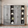 6 Door Wardrobe With Shelves And Drawers - Gray - Image 10