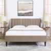 Aspen - Queen Vertical Tufted Modern Headboard Platform Bed Set - Mink Beige - Image 16