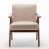 Accent Chair, Classic Mid Century Modern For Extra Seating - Light Camel - Image 3