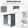 Outdoor Steel Firewood Rack, Open Wood Shed With Sloped Roof For Firewood, Pellet, Or Lumber Storage - Black - Image 4