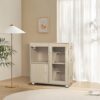 Wood 4 Tier Hamster Cage With Windows And Storage Cabinet - Teak - Image 2