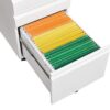 Modern 3 Drawer Mobile Filing Cabinet With Lock, Metal Office Storage, Legal / Letter Size - White - Image 10
