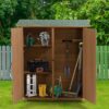 Outdoor Storage Shed With Lockable Door, Wooden Tool Storage Shed With Detachable Shelves & Pitch Roof - Yellow Brown - Image 10