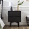 Mid-Century Modern 2 Drawer Solid Wood Nighstand With Cutout Handles - Caramel - Image 5