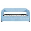 Upholstered Daybed Sofa Bed Twin Size With Trundle Bed And Slat - Light Blue - Image 4