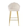 Elegant Shell Shape Off White Velvet Bar Chair Plated Metal Legs For Coffee Shops And Restaurants (Set of 2) - Gold - Image 6
