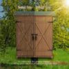 Outdoor Storage Shed With Lockable Door, Wooden Tool Storage Shed With Detachable Shelves & Pitch Roof - Yellow Brown - Image 11