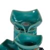 Decorative Ceramic Water Fountain With 3 Tier Design, Indoor Outdoor Tabletop Fountain - Antique Blue - Image 5