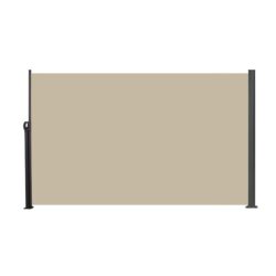 Retractable Side Awning Waterproof And UV Resistant Privacy Screen For Patio Balcony Garden Polyester With Frame - Acacia Wood / Beige
