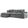 Cloud Sectional Sofa Upholstered Sofa Couch With Double-Layer Cushion And Side Pockets, Free Combined Sectional Sofa Full Compressed Sofa For Living Room - Gray - Image 21